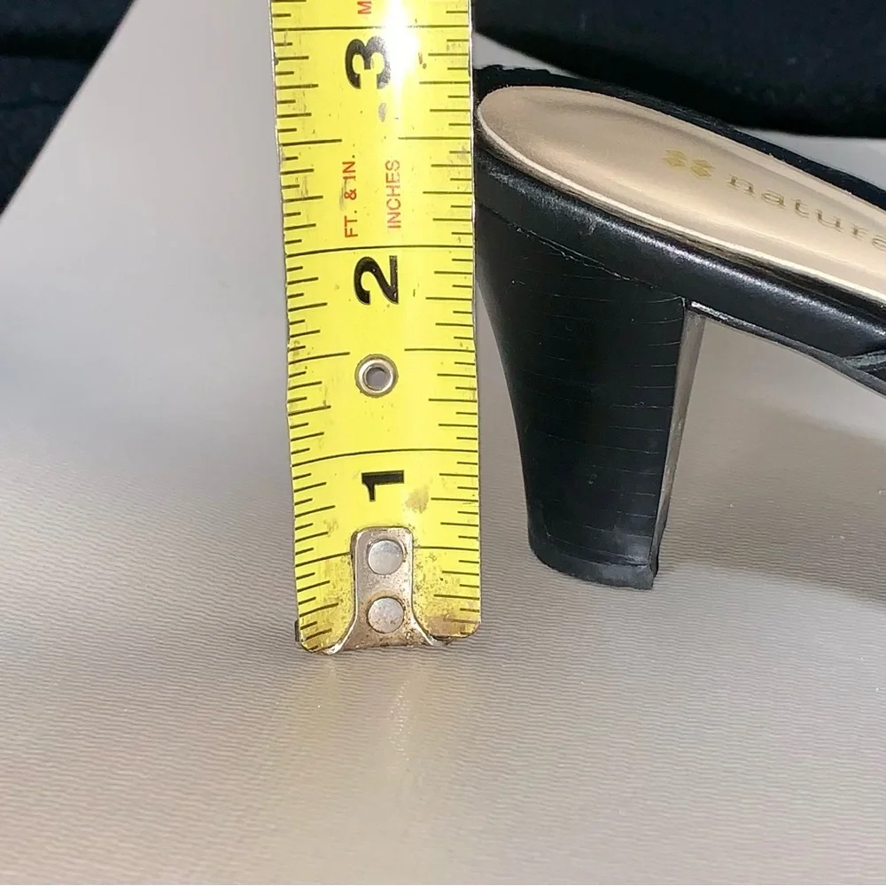 Naturalizer Black Leather Strappy Slide Heels Size 7M - Picture 6 of 10